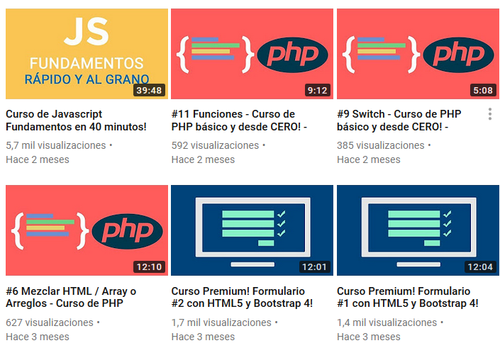 Videos de YouTube del canal Bluuweb